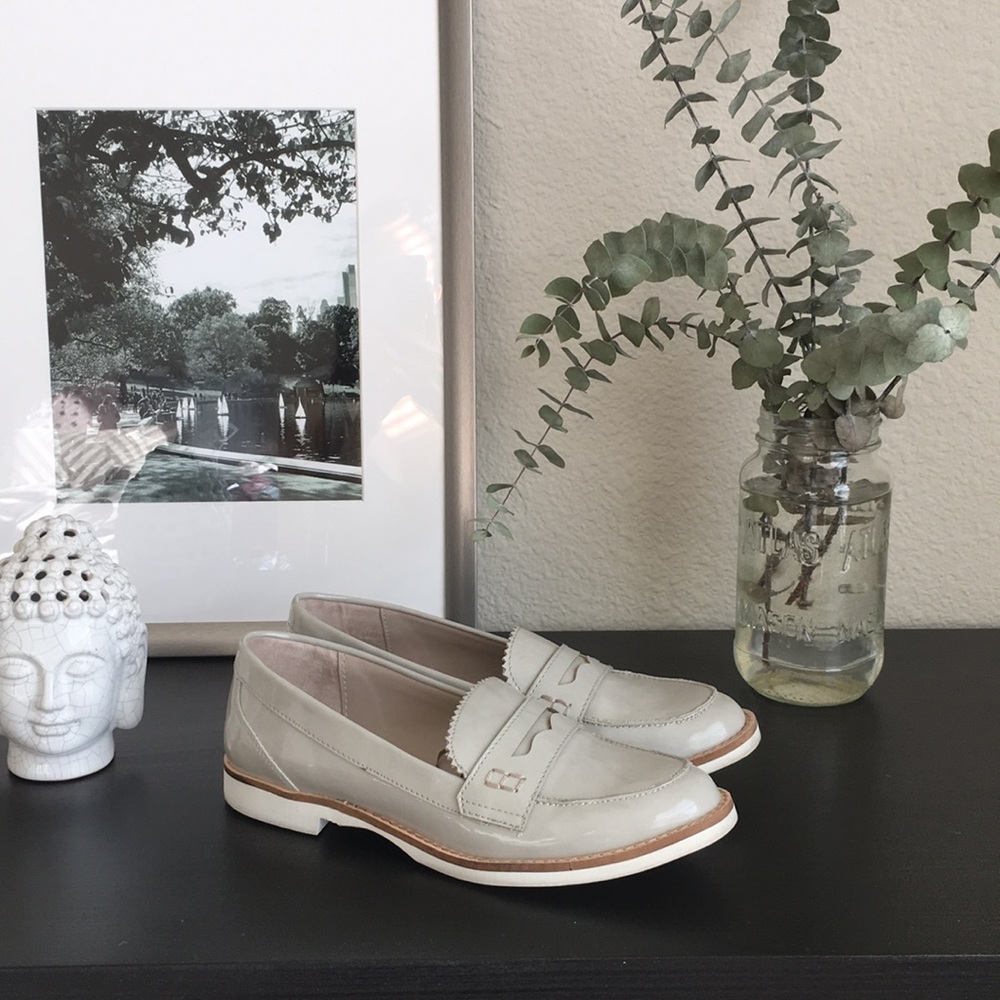 Grey penny loafers /flats